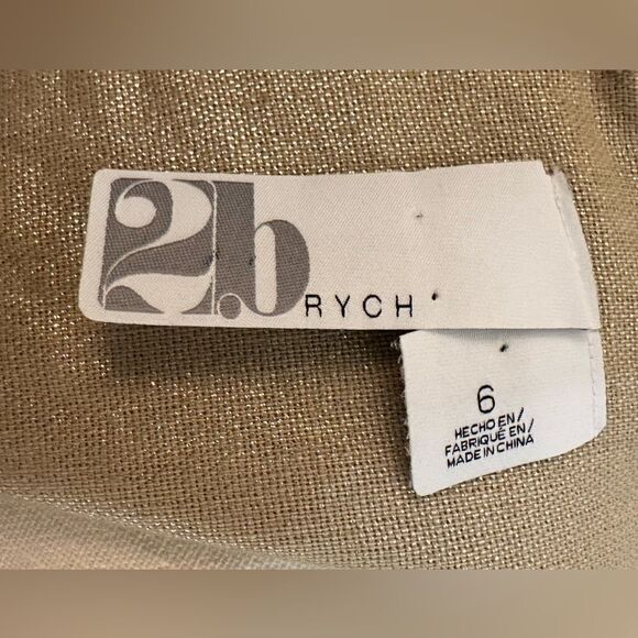 NWOT 2B.Rych Embellished Gold Linen Blend Shift Dress Size 6 - Picture 4 of 5